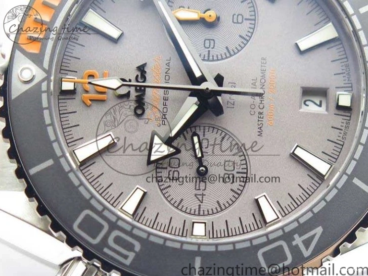 0727 MultiPurpose Planet Ocean Master Chrono SS OM 1:1 Best Edition Gray Dial On SS Bracelet A9900 V 8116